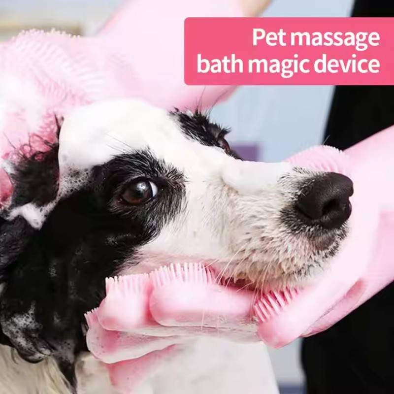 Dog bath brush glove